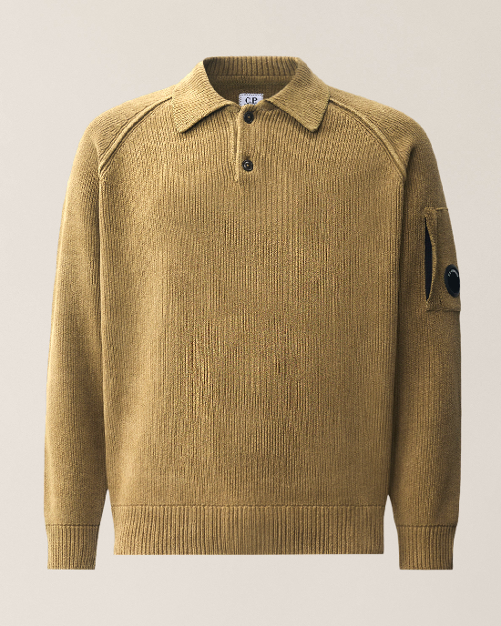 Chenille cotton polo sweater
