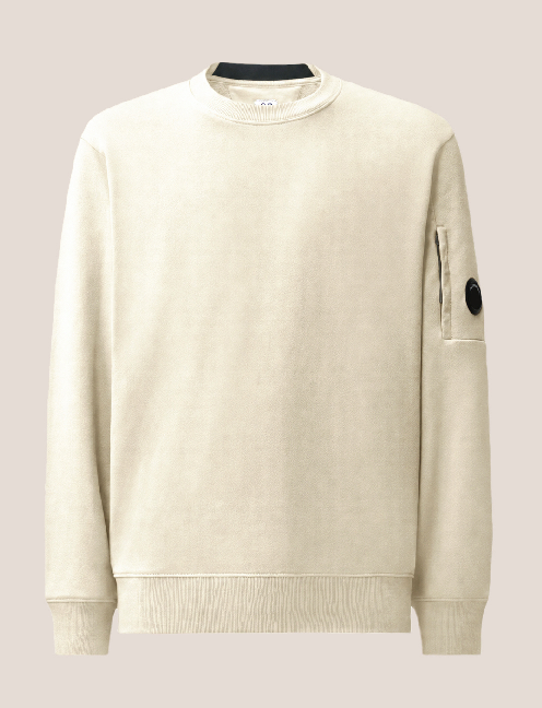 Diagonal raised fleece crewneck lens sweatshirt