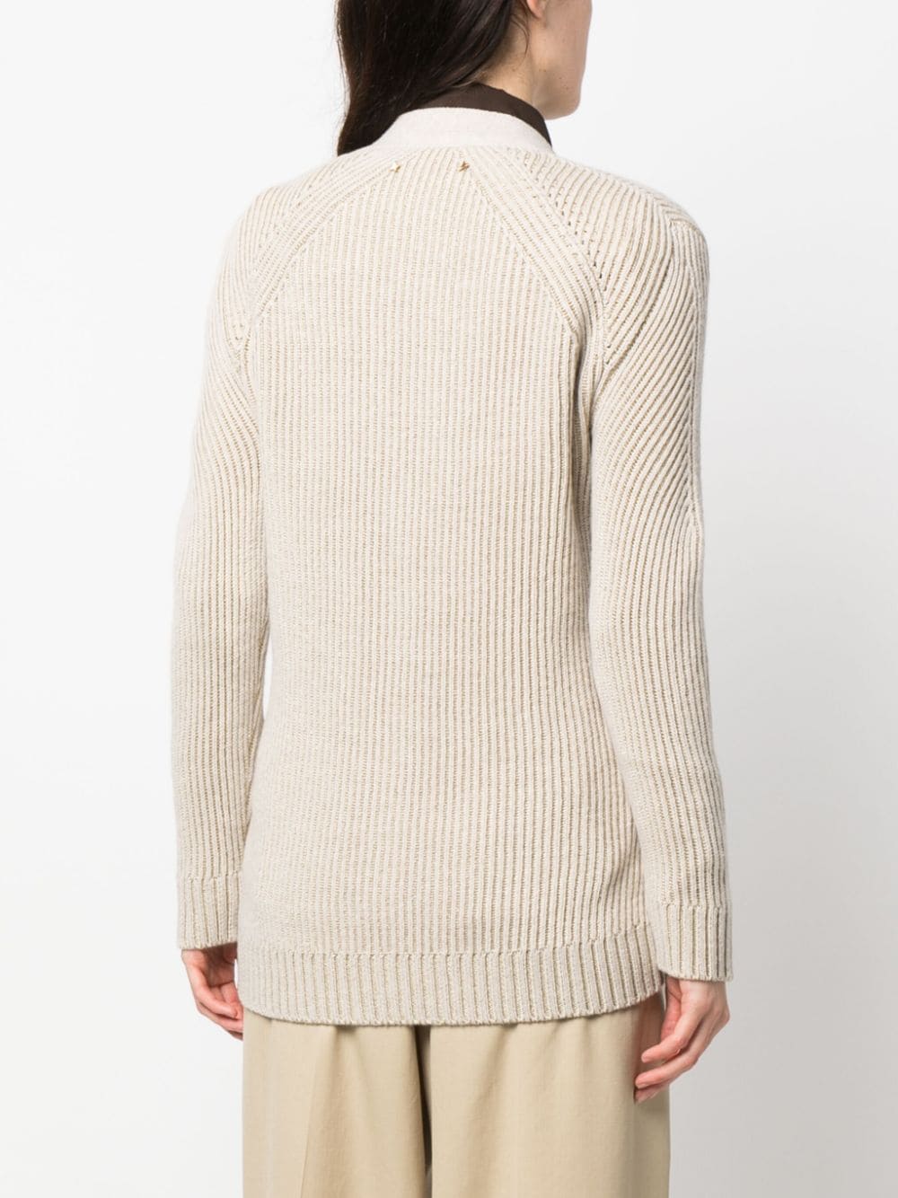 Wool Ribbed Jacquard Cardigan