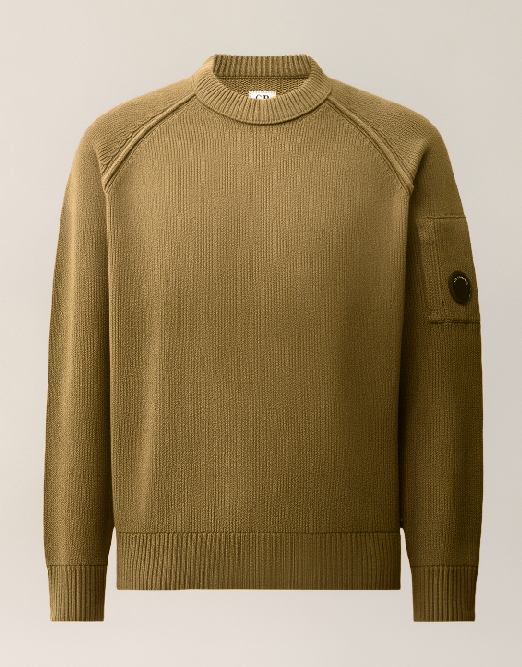 Chenille cotton crewneck lens sweater