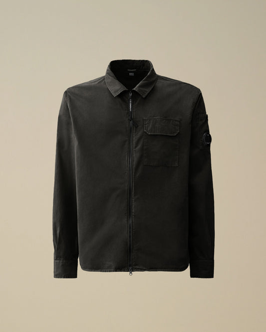 Gabardine full zip overshirt
