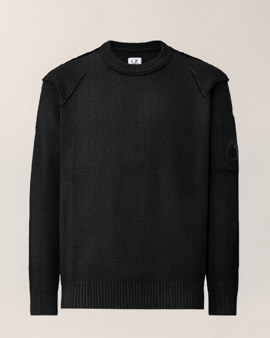 Lambswool crewneck lens sweater