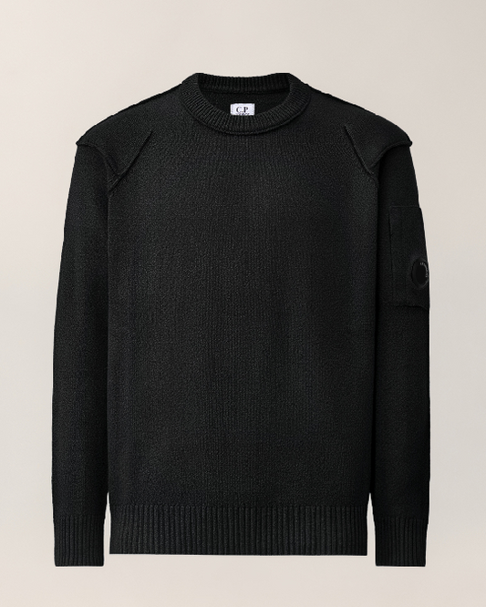 Lambswool crewneck lens sweater